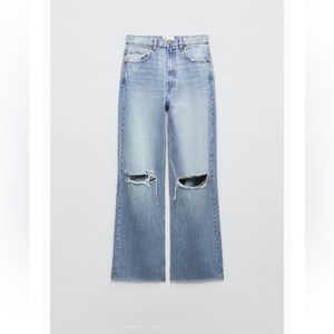 Viral Zara ripped high rise TRF wide leg jeans